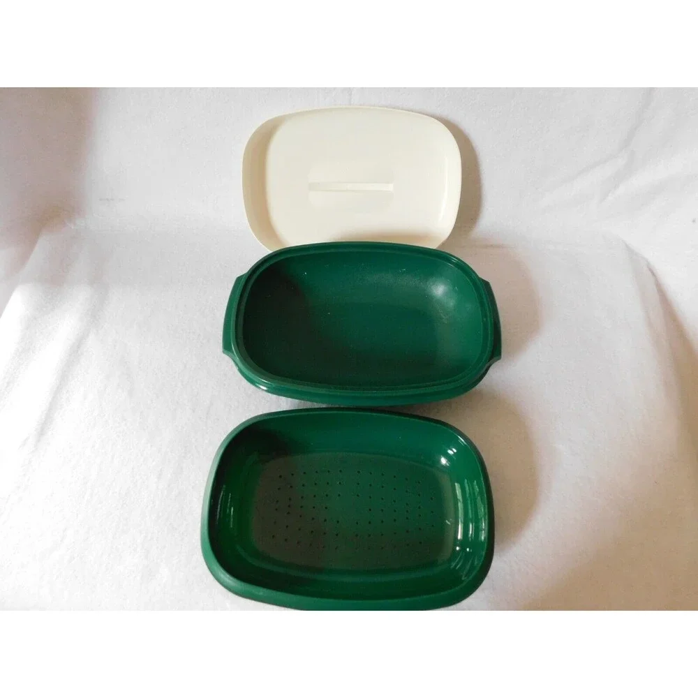Tupperware 3 Piece Steamer - Green & White